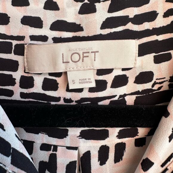 Loft Black and White S Long Sleeve Button Up Blouse - Picture 3 of 3